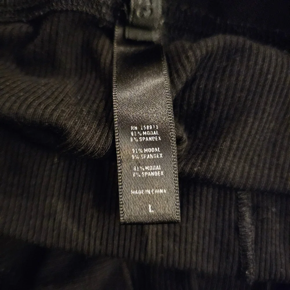 SKIMS‎ Black Ribbed Modal Spandex Long Underwear Bottoms Thermal Leggings Size L